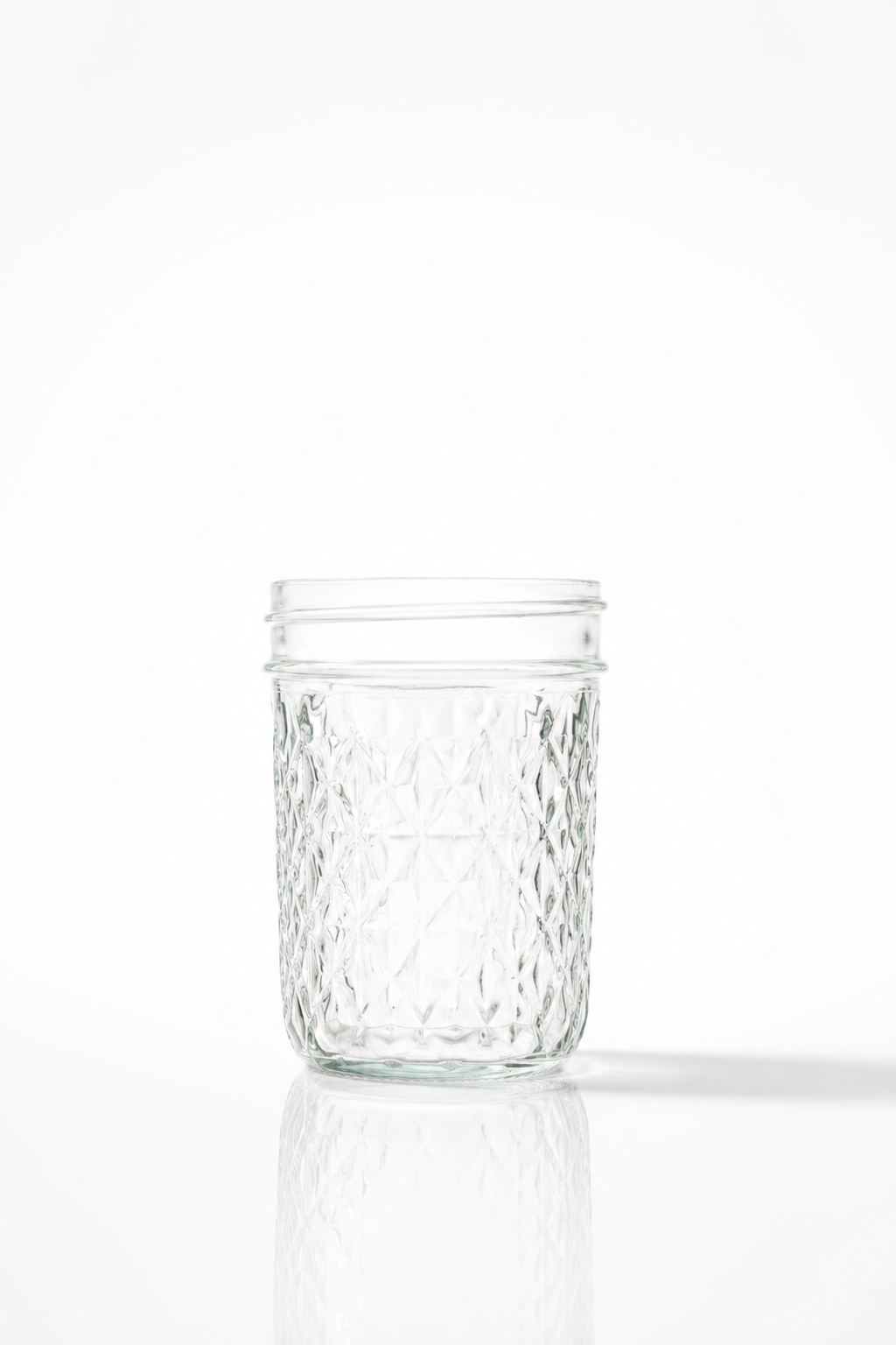 Diamond-Pattern Glass Jelly Jar